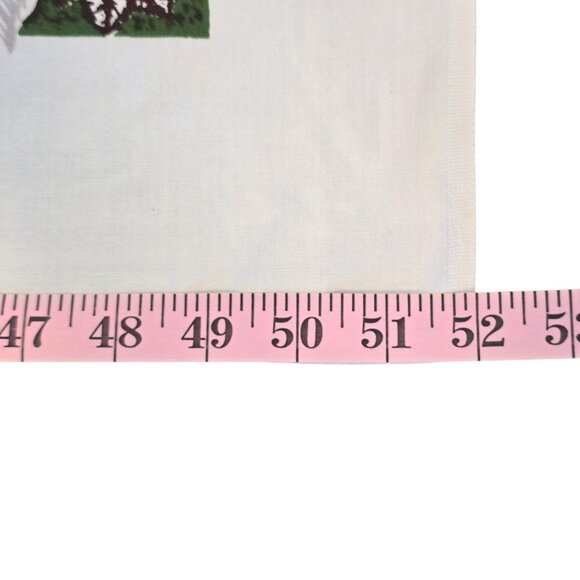 Vintage Tablecloth Floral White Yellow Green Tropical Hibiscus Border 52x64 Luau - Picture 14 of 15